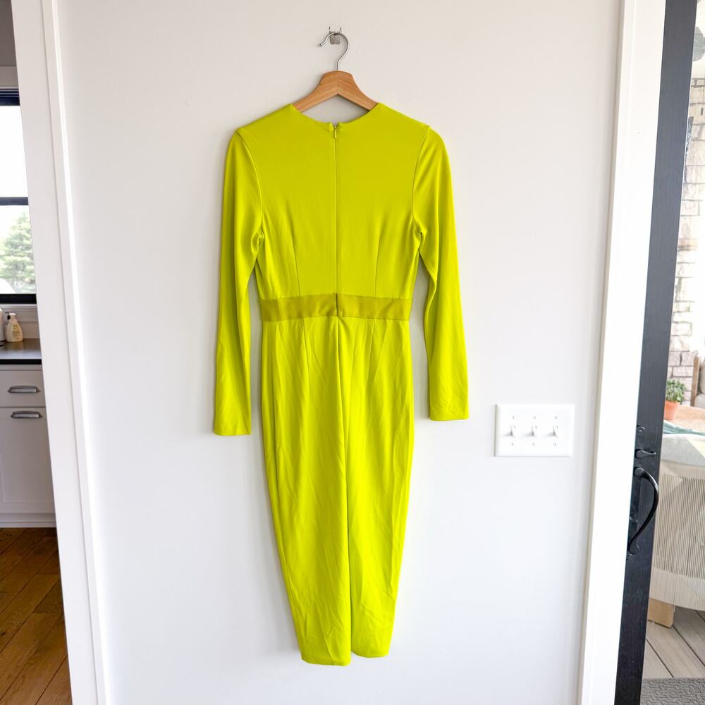 Cushnie Et Ochs Neon Deep V-Neck Midi Evening Dress Yellow 6 - Picture 3 of 9